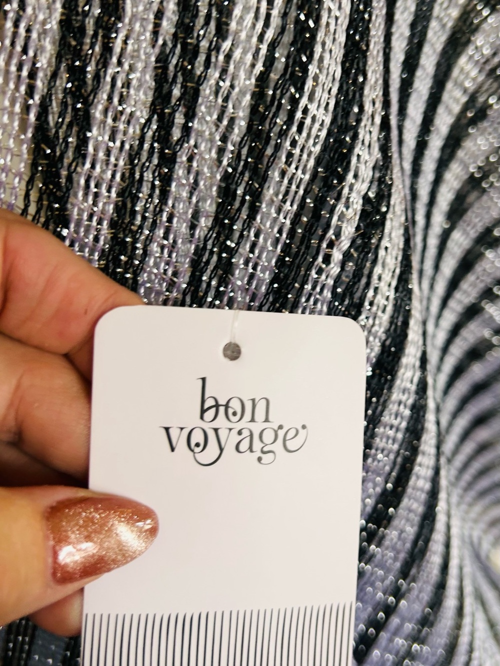 Bon Voyage Women's Black & Silver Sparkle Knit wrap.